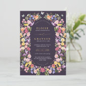 Colorful Spring Wildblume Garden QR Code Hochzeit Einladung (Stehend Vorderseite)