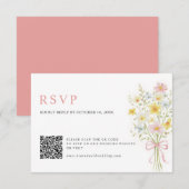 Colorful Spring Wildflower Meadow Wedding QR Code  RSVP Karte (Vorne/Hinten)