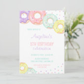 Colorful Sprinkle Donuts Kids Birthday Einladung (Stehend Vorderseite)