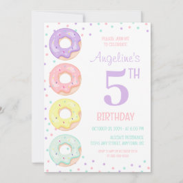 Colorful Sprinkle Sweet Donuts Kids Birthday Einladung