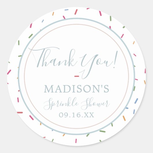 Colorful Sprinkles Baby Sprinkle Danke Runder Aufkleber (Vorderseite)