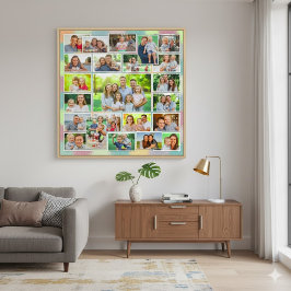 Colorful Square Family Photo Collage  Acryl Wandkunst