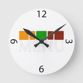 Colorful Squares Menu Text Graphic Runde Wanduhr