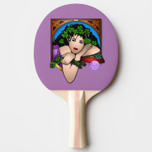 Colorful St Patricks Day Lady Ping Pong Paddle Tischtennis Schläger