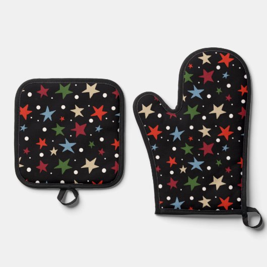 Colorful Star Pattern Ofenhandschuh & Topflappen-Set (Vorderseite)