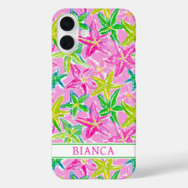 Colorful Starfish Monogrammed iPhone 16 Plus Hülle