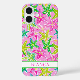 Colorful Starfish Monogrammed iPhone 16 Hülle