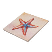 Colorful starfish watercolor artwork Pink Blue Fliese (Seite)