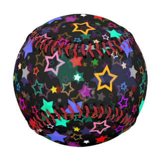 Colorful Stars Black  Baseball