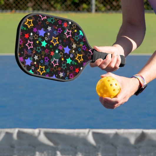 Colorful Stars Black  Pickleball Schläger (InSitu)