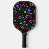 Colorful Stars Black  Pickleball Schläger (Rückseite)