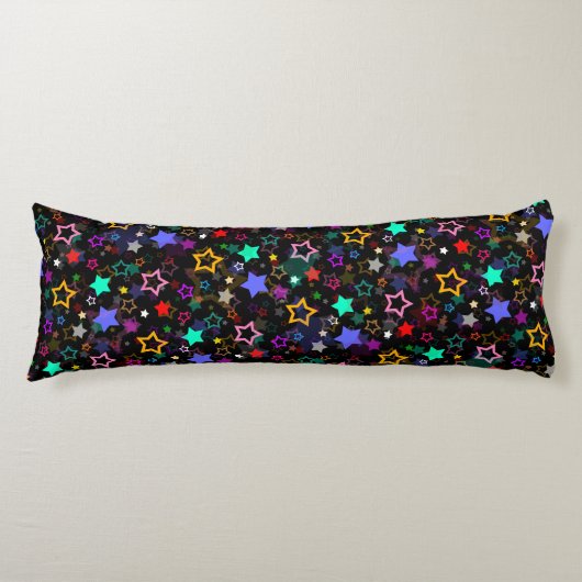 Colorful Stars Black  Seitenschläferkissen (Vorderseite)