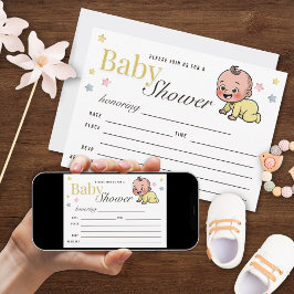 Colorful Stars Gender Neutral Baby Shower Einladung