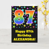 Colorful Stars + Rainbow Pattern "87" Birthday # Karte (Gelbe Blume)