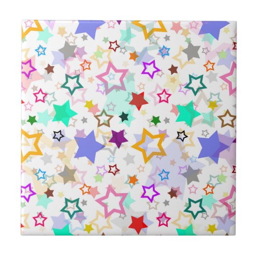 Colorful Stars White  Fliese (Vorderseite)