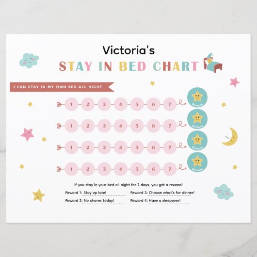Colorful Stay in Bed Bedtime Chart for Children (Vorderseite)