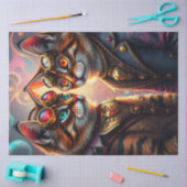 Colorful Steampunk Cat Seidenpapier (Basteln)