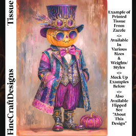 Colorful Steampunk Pumpkin Man Art DM8RF Decoupage Seidenpapier