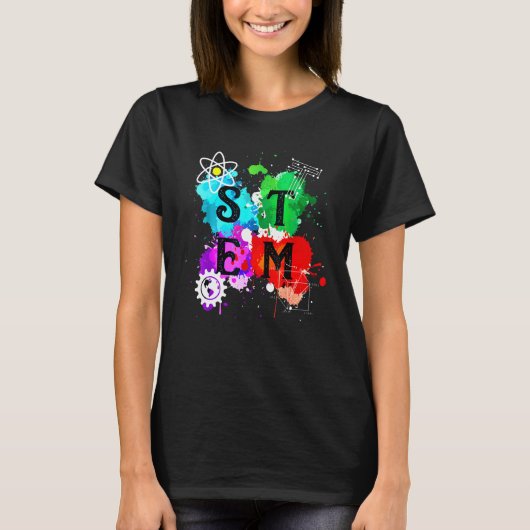 Colorful Stem Squad Students & Teachers Crew T-Shirt (Vorderseite)