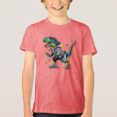 Colorful Street Style Dinosaurier Tri-Blend Shirt (Vorderseite)
