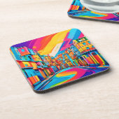 Colorful Street Vibes Getränkeuntersetzer (Linke Seite)