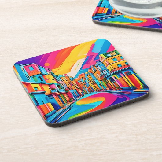 Colorful Street Vibes Getränkeuntersetzer (Linke Seite)