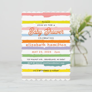 Colorful Stripes Baby Shower Invitation Einladung