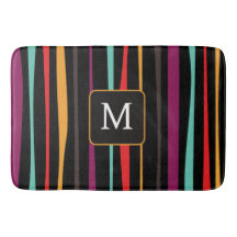 Colorful stripes custom monogram Bath Mat