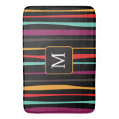 Colorful stripes custom monogram Bath Mat Badematte (Vorderseite Vertikal)