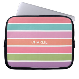 Colorful Stripes custom name laptop sleeves