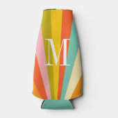 Colorful stripes retro monogram  flaschenkühler (Vorderseite)