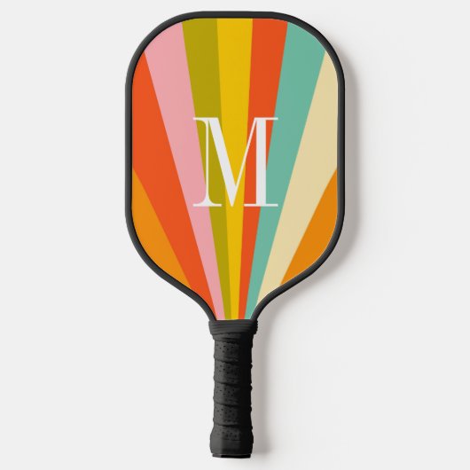 Colorful stripes retro monogram Pickleball Paddle (Rückseite)