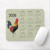 Colorful Strutting Rooster 2026 Calendar Mousepad (Mit Mouse)