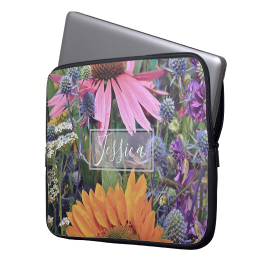 Colorful Summer Flower Garden Personalised Laptopschutzhülle (Vorderseite Links)