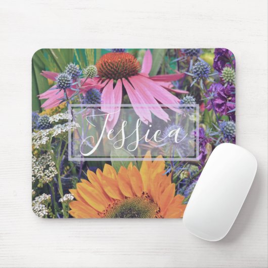 Colorful Summer Flower Garden Personalised Mousepad (Mit Mouse)