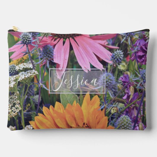 Colorful Summer Flower Garden Personalised Zubehörtasche (Vorderseite)
