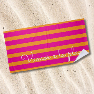 Colorful Summer Pink Orange Text Strandtuch