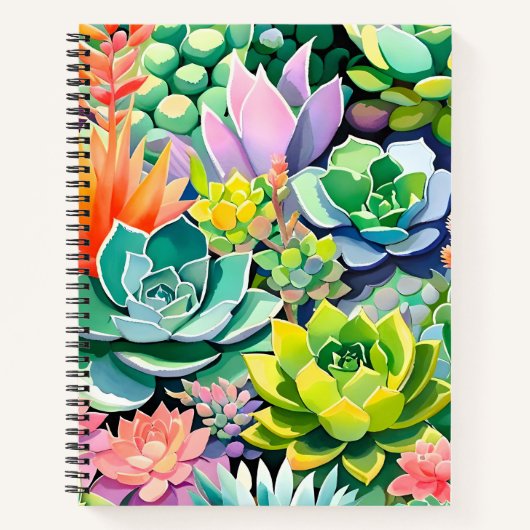 Colorful Summer Succulent Botanical Garden Notizblock (Vorderseite)