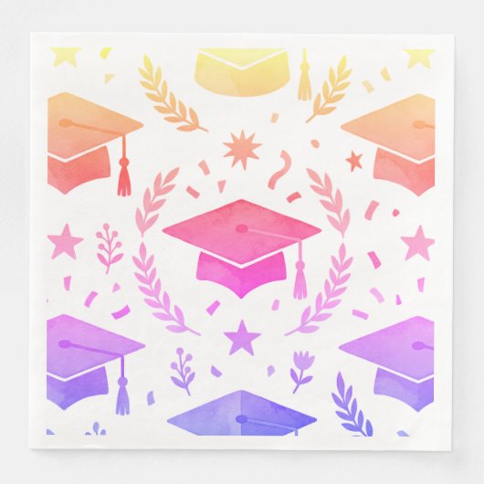Colorful Sunset Ombre Graduation Cap Pattern Class Serviette (Vorderseite)