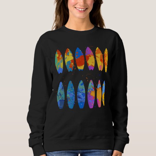 Colorful Surfing  Surfer Surfboard Graphic Sweatshirt (Vorderseite)
