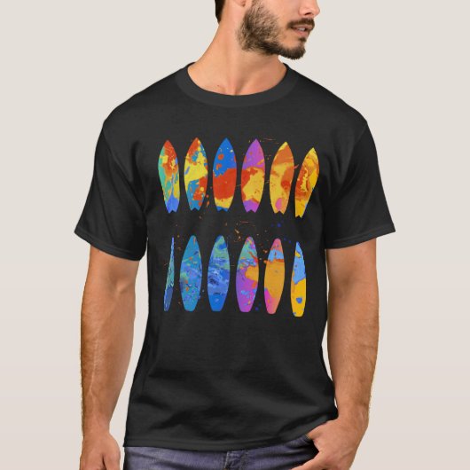 Colorful Surfing  Surfer Surfboard Graphic T-Shirt (Vorderseite)