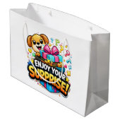 Colorful Surprise Gift Bag – Enjoy Your Surprise Große Geschenktüte (Rückseite Schrägansicht)