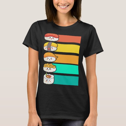 Colorful Sushi Japanese Food Sashimi T-Shirt (Vorderseite)