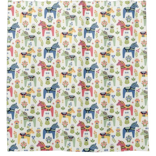 Colorful Swedish Dala Horses  Duschvorhang (Vorderseite)