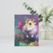 Colorful Sweet Hamster Dragon Watercolor Postkarte (Stehend Vorderseite)