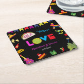 Colorful Taco Bout Liebe Mexican Fiesta Wedding Rechteckiger Pappuntersetzer (angewinkelt)