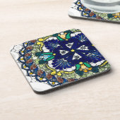 colorful talavera pottery mexican blue photo art getränkeuntersetzer (Linke Seite)