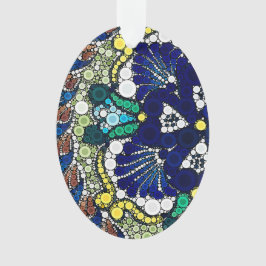 colorful talavera pottery mexican blue photo art  ornament