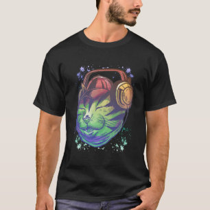 Colorful Techno Cat DJ Musician Raver Kitten T-Shirt