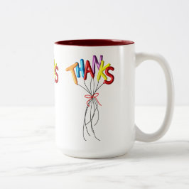 Colorful "Thanks" Spelled by Balloon Thank You Mug Zweifarbige Tasse
